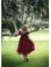 Ruby Red Sequin Tulle Flower Girl Dress